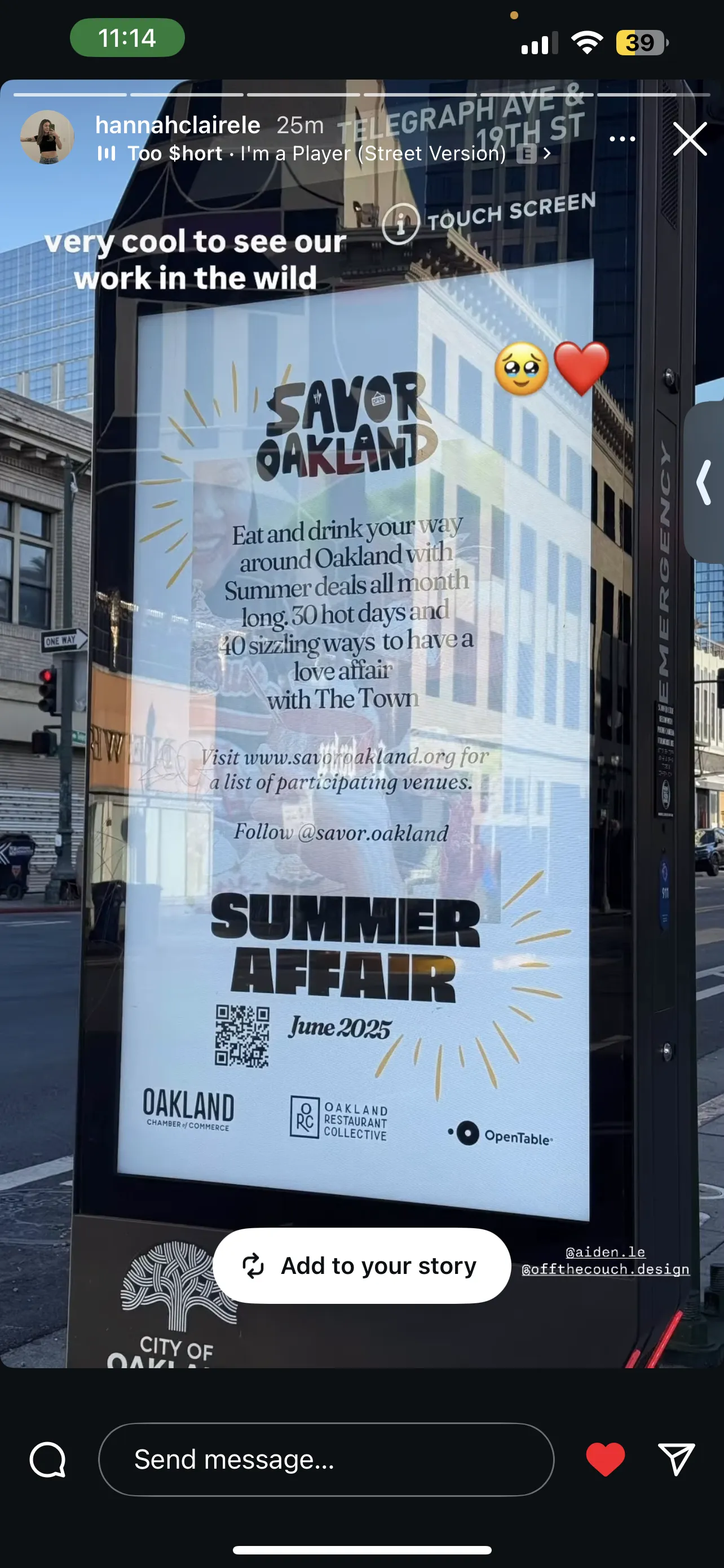 Bus stop ad for savor oakland