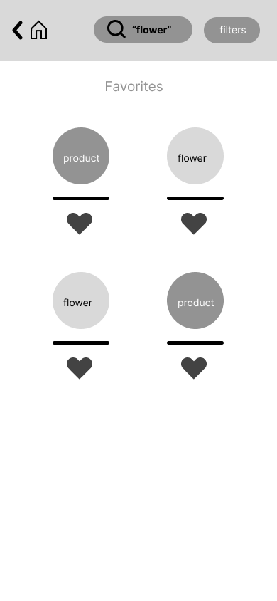 Low-fidelity Favorites list with basic multi-filter