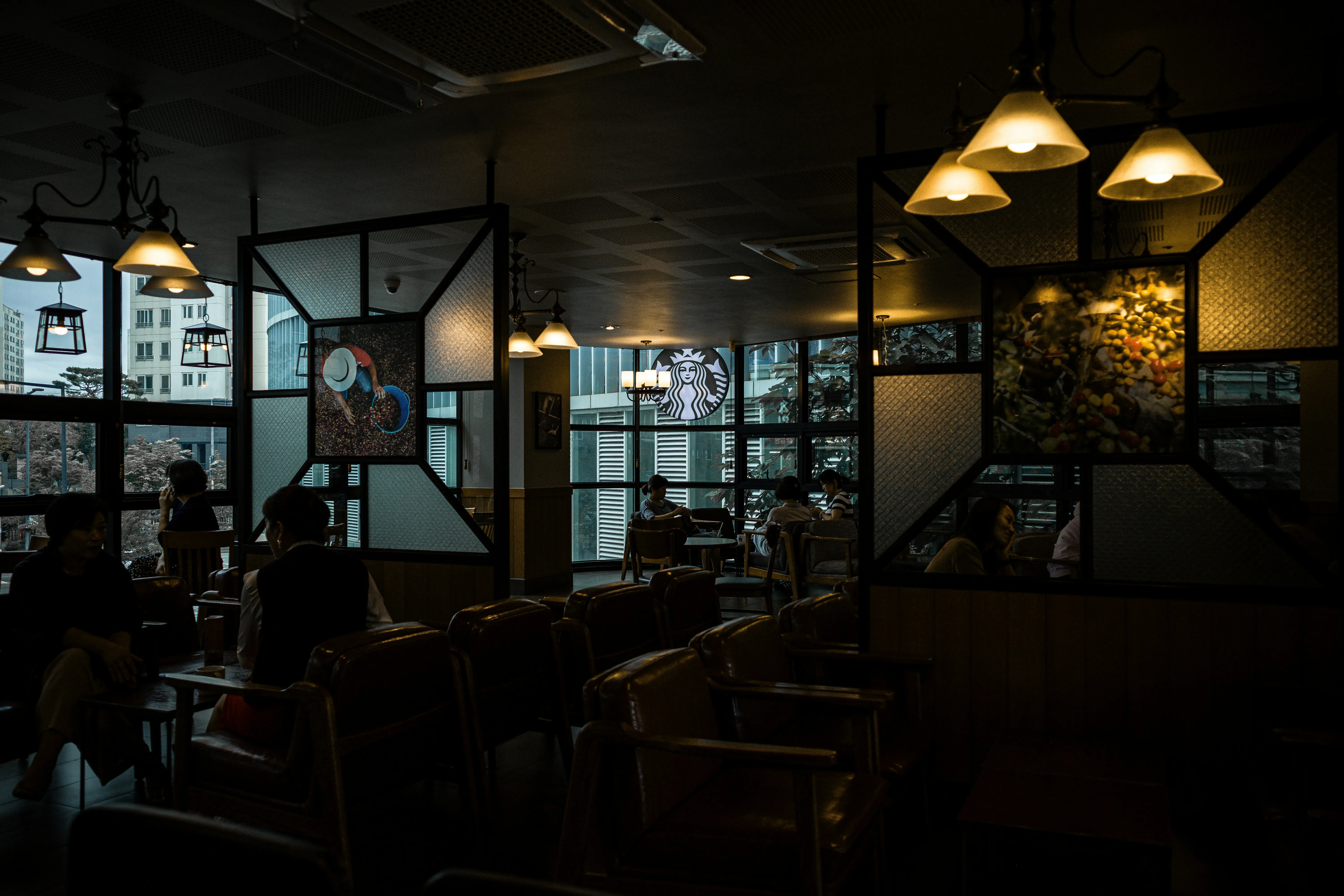 pleasing starbucks interior